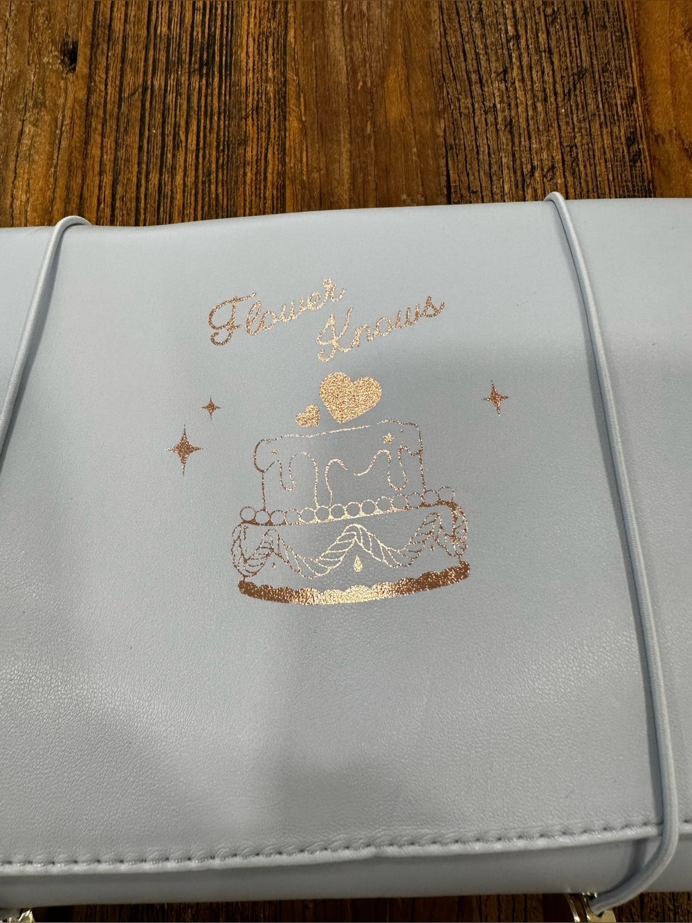 Light Blue Cosmetic Pouch with Gold Foil Accent - Picture 2 of 9